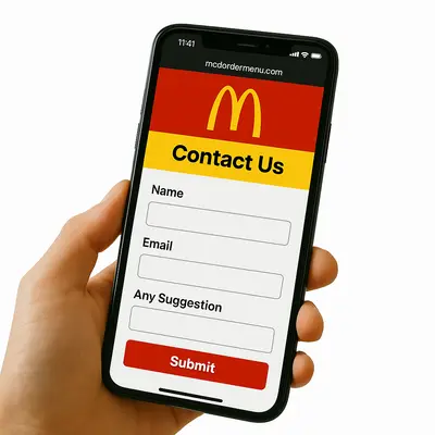 Contact Us 1 Smartphone showing McdorderMenu.com contact page